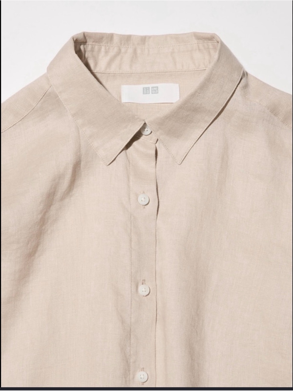 UNIQLO Beige 100% Linen Button-Down Shirt Sz M